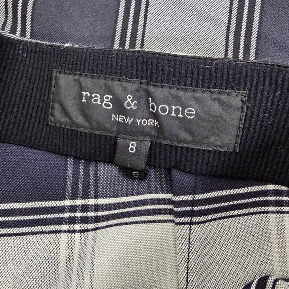 Rag & Bone Navy Blue and Gray Plaid Skinny Leg Ankle Pants Size 8 - Picture 6 of 7
